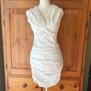 Ingredient Elegant White Ruched Dress.  Size Medium